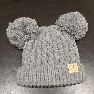 C.C Kids Gray Double Pom-Pom Hat (Baby/Toddler)